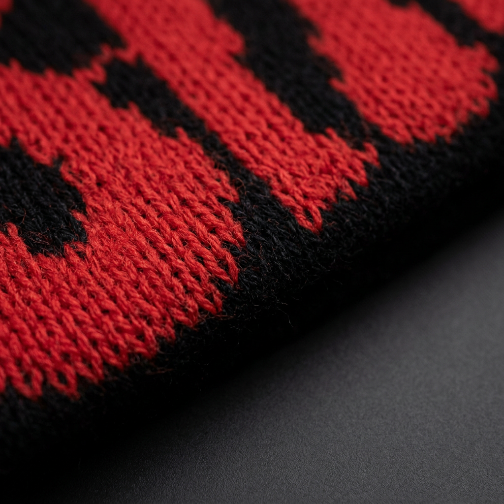 Black / Red — knit up close