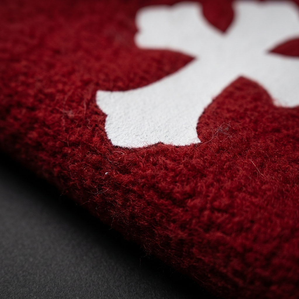 Red — fabric up close